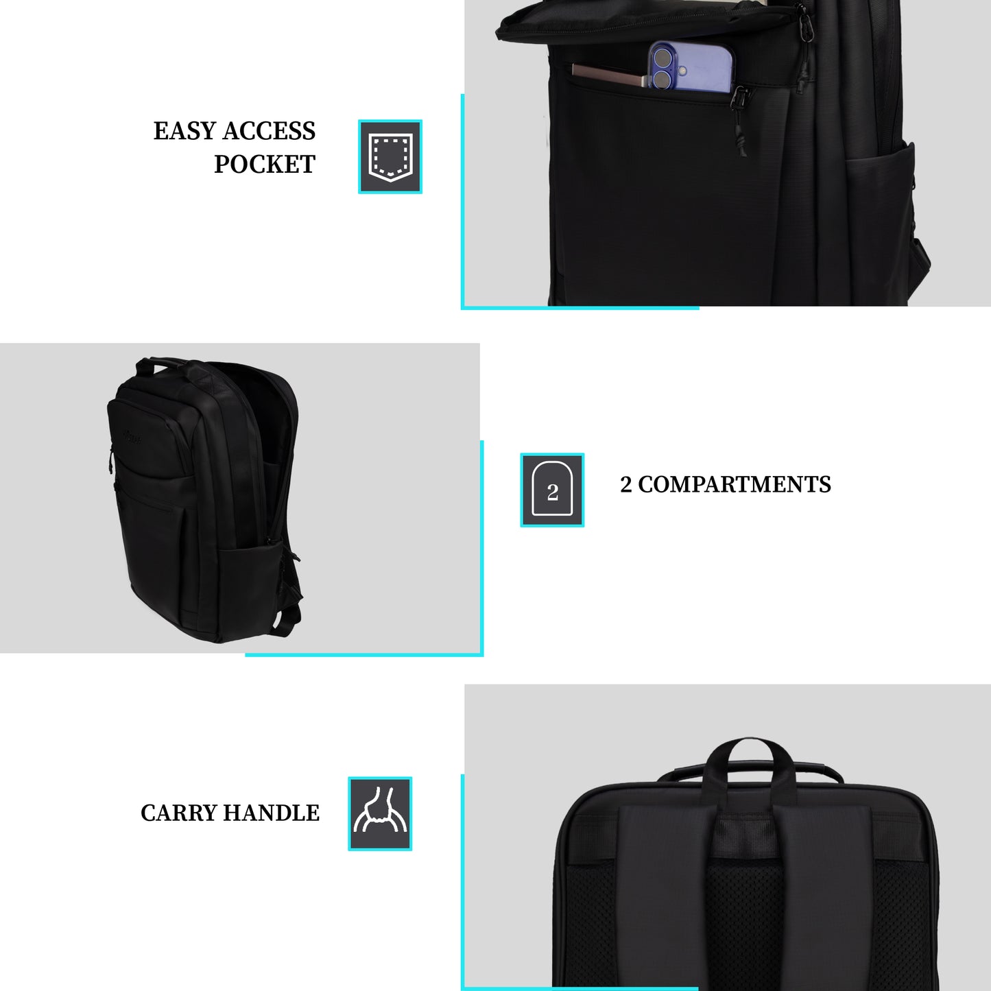 Dublin 24L Black Laptop Backpack