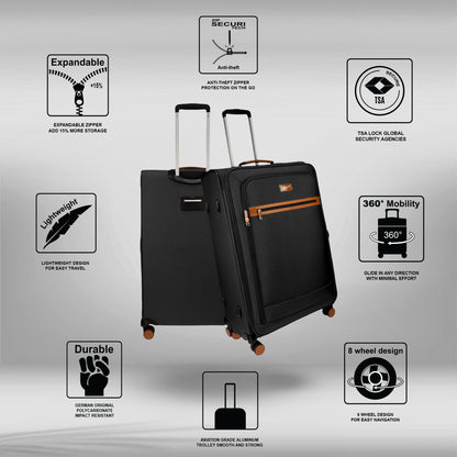 SoftAir Large Black Check-in Suitcase