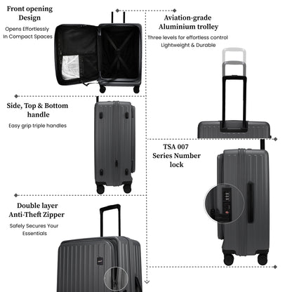 Montreal Large Steel Grey 76 cms Front-Opening Strolley