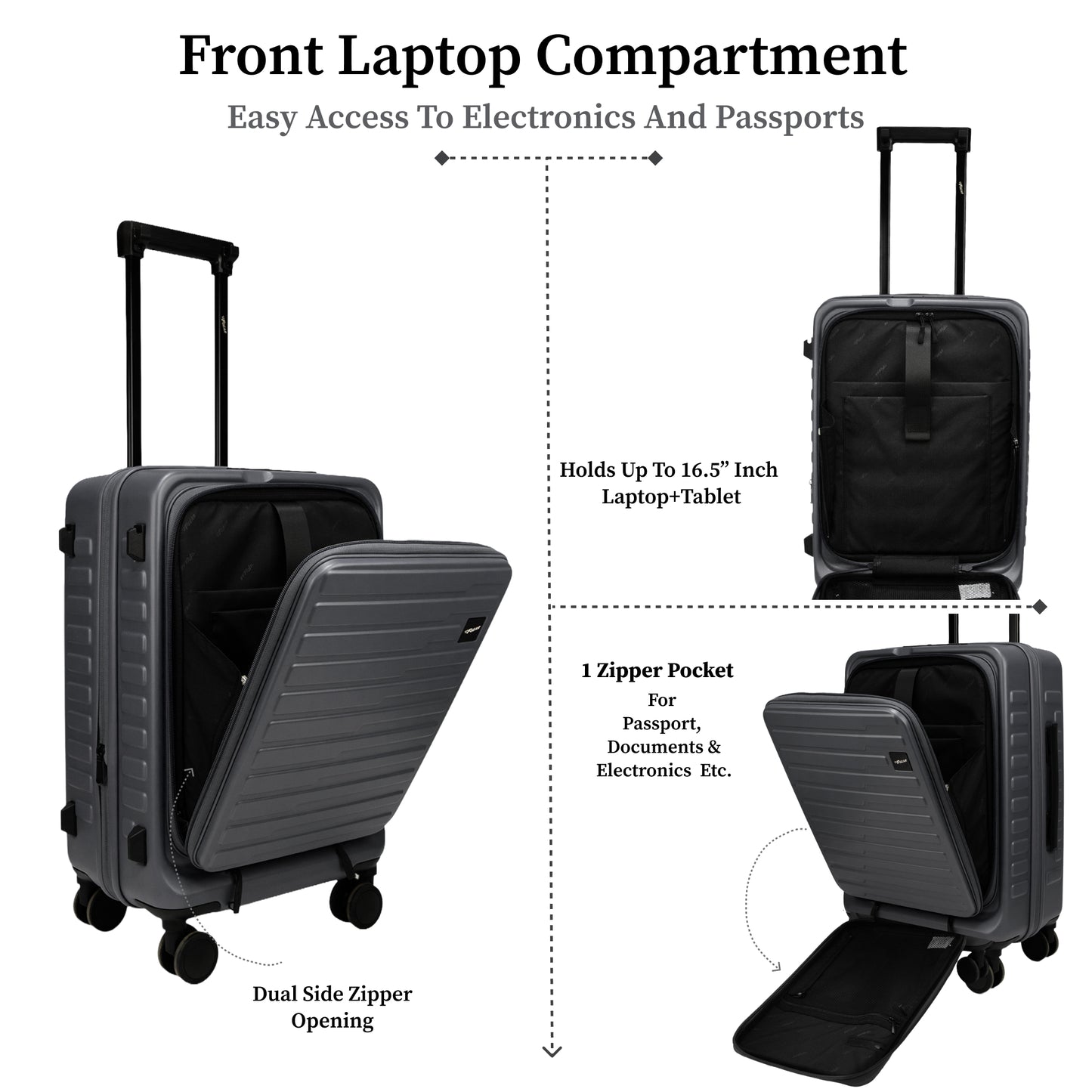 Sedona Small Cabin Pro Steel Grey 55 cms Front-Opening Strolley