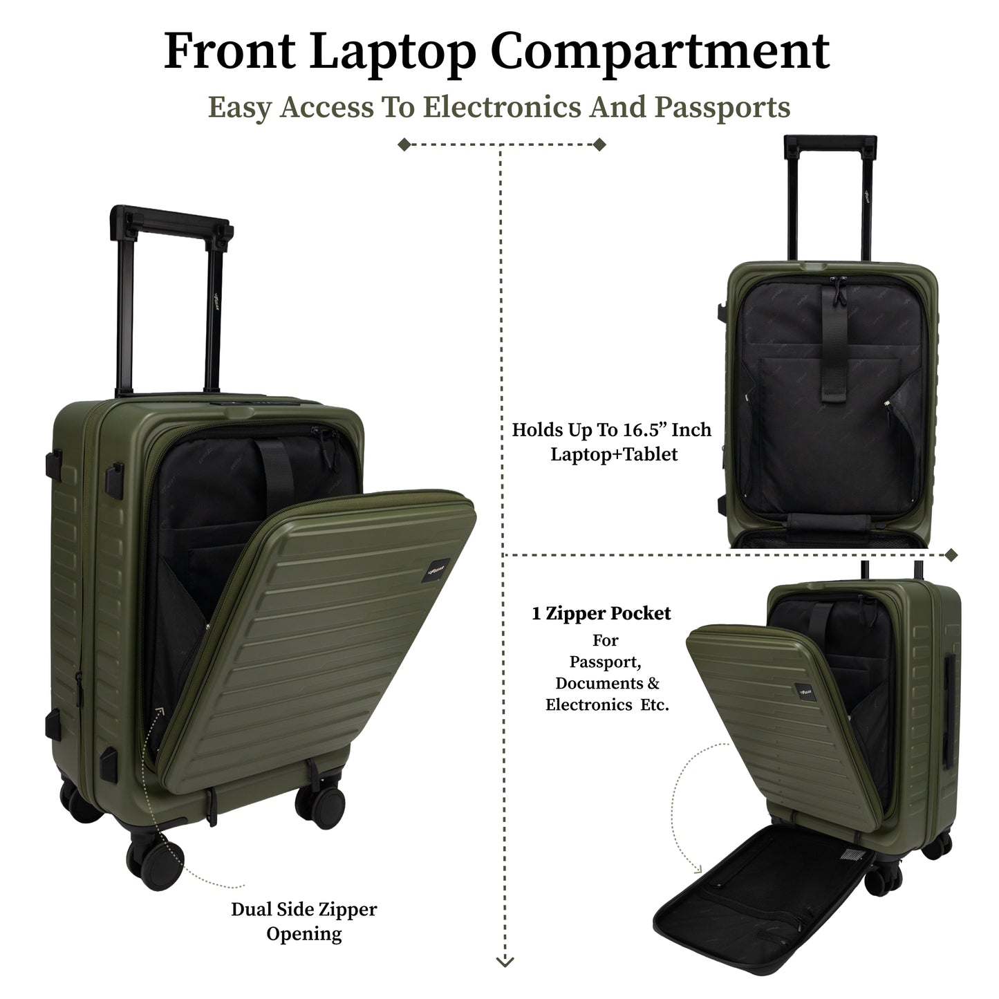 Sedona Small Cabin Pro Army Green 55 cms Front-Opening Strolley