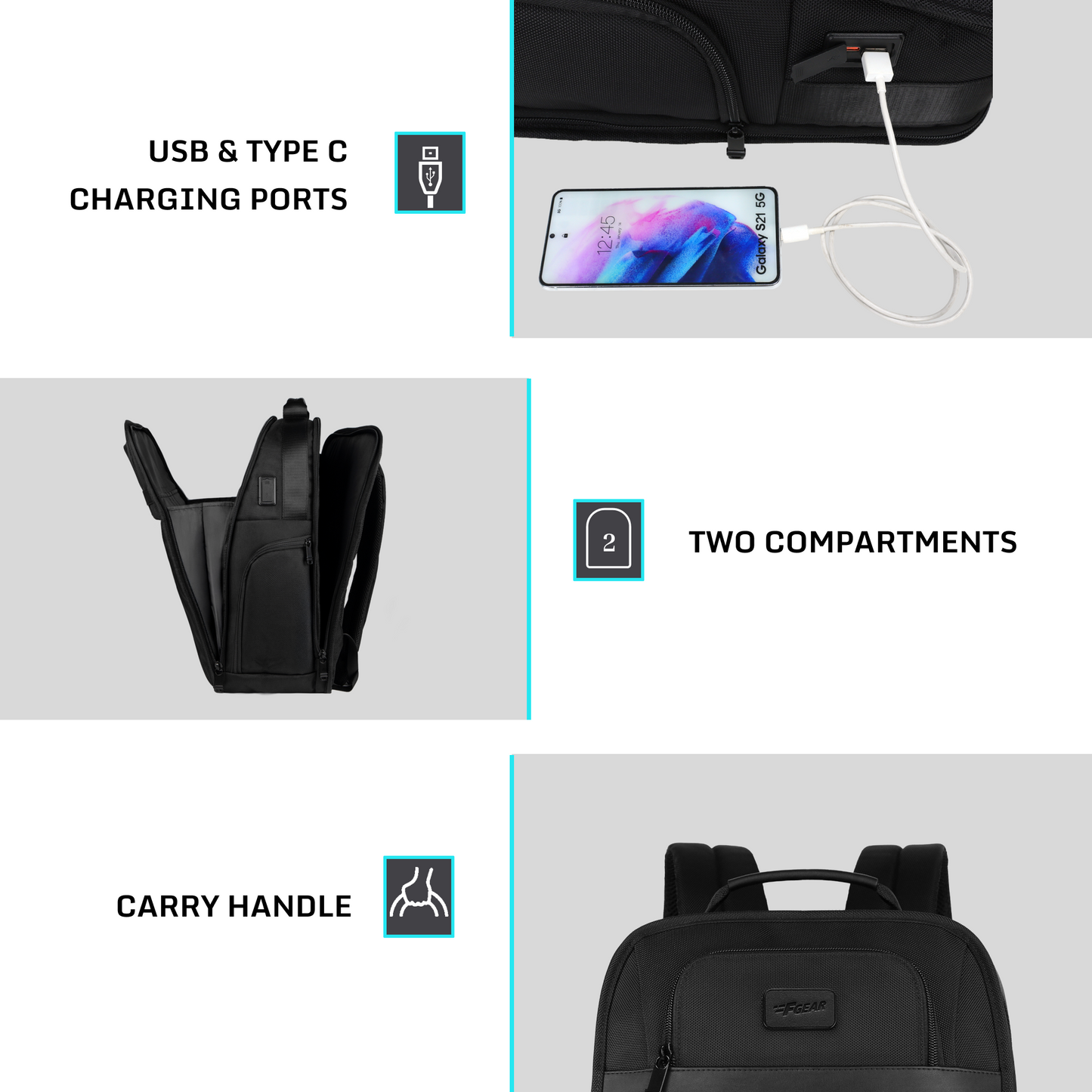 Arvion 22L Black Laptop Backpack