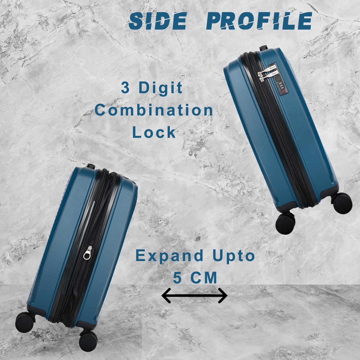 STV PP03 20" Peacock Blue Expandable Cabin (Small) Suitcase