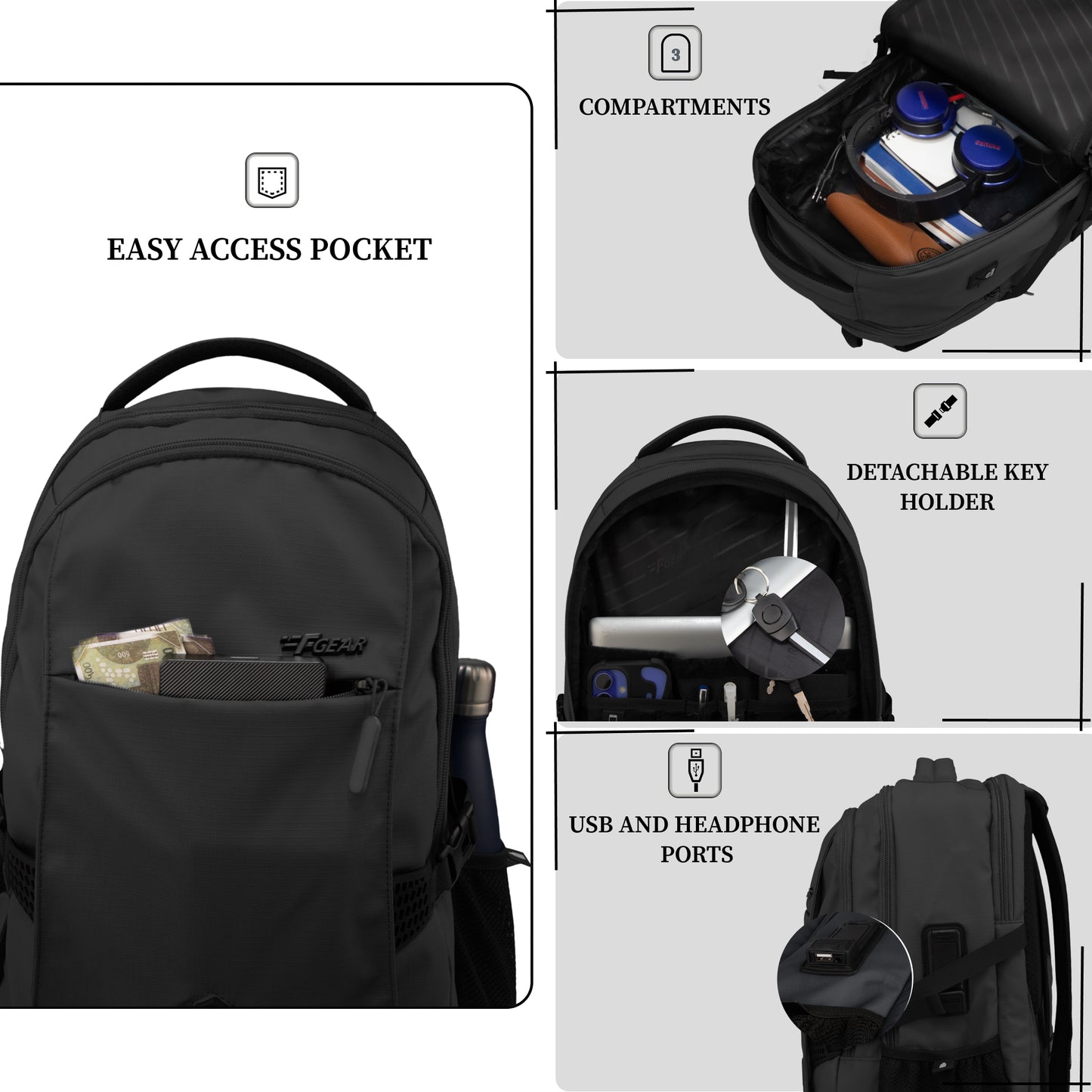 Amalfi 30L Black Laptop Backpack