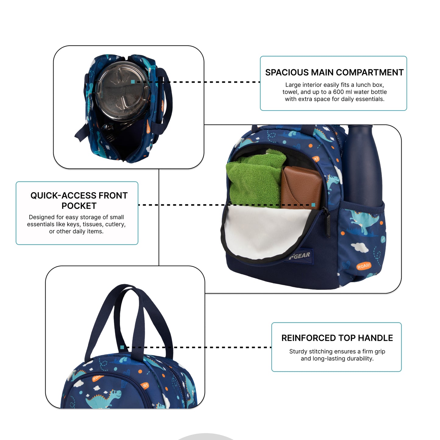 Cibo 9L Blue Roar Dino Lunch Bag