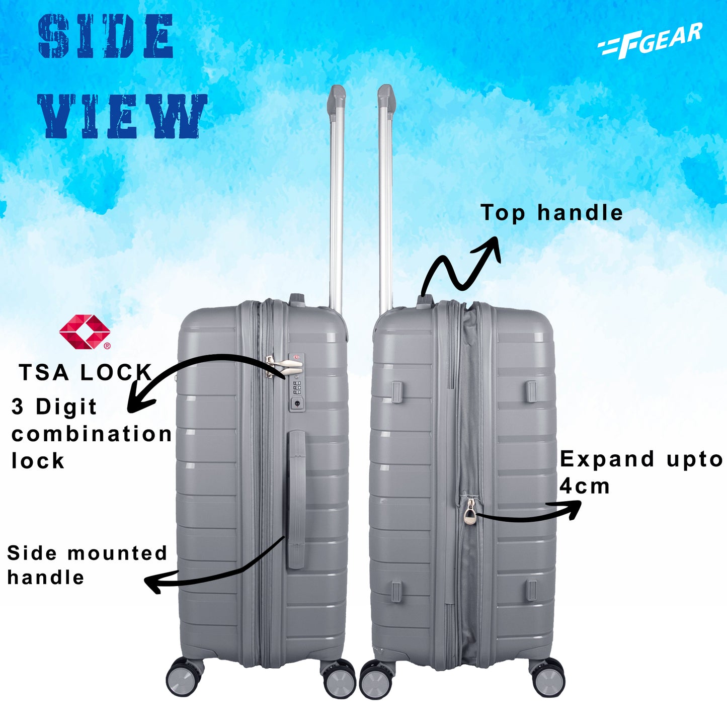 Bastion 24" Light Grey Expandable Medium Check-in Suitcase