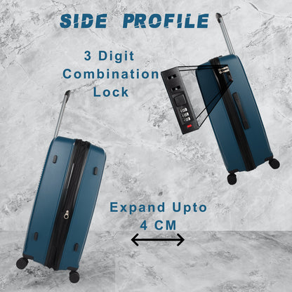 STV PP03 Peacock Blue Expandable Cabin Suitcase Set of 3