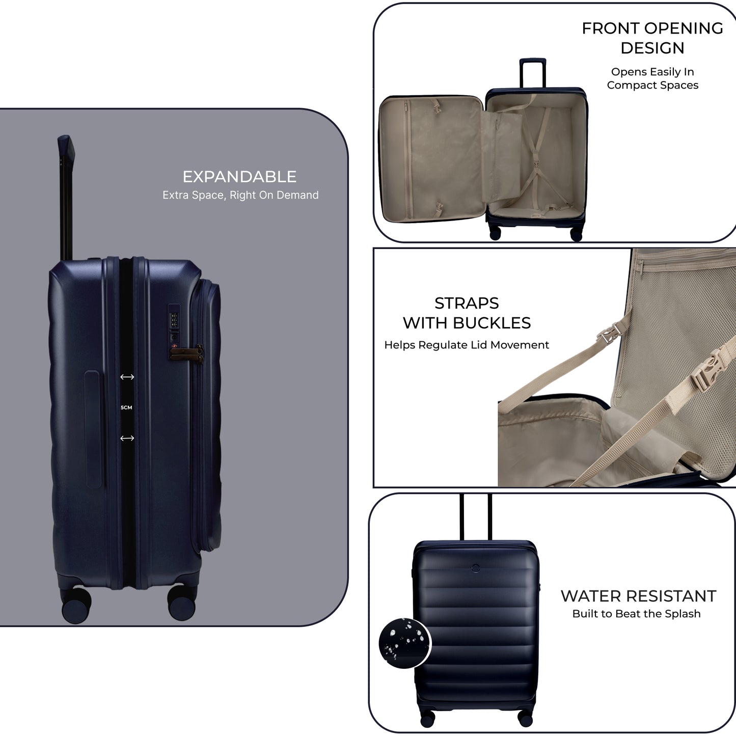 Valencia Small Navy 54 cms Front-Opening Cabin Strolley