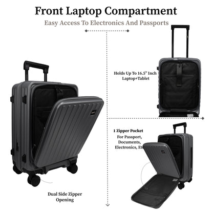 Montreal Small Cabin Pro Steel Grey 54 cms Front-Opening Strolley