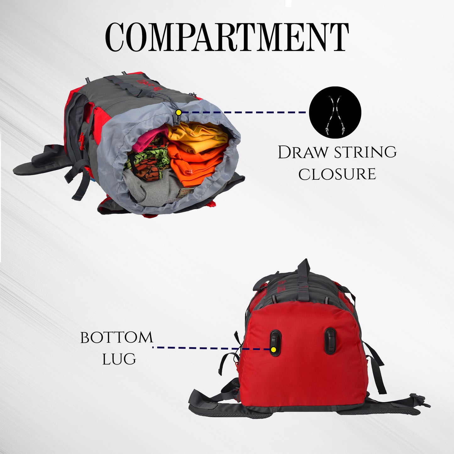 Drift 40L Grey Red Rucksack