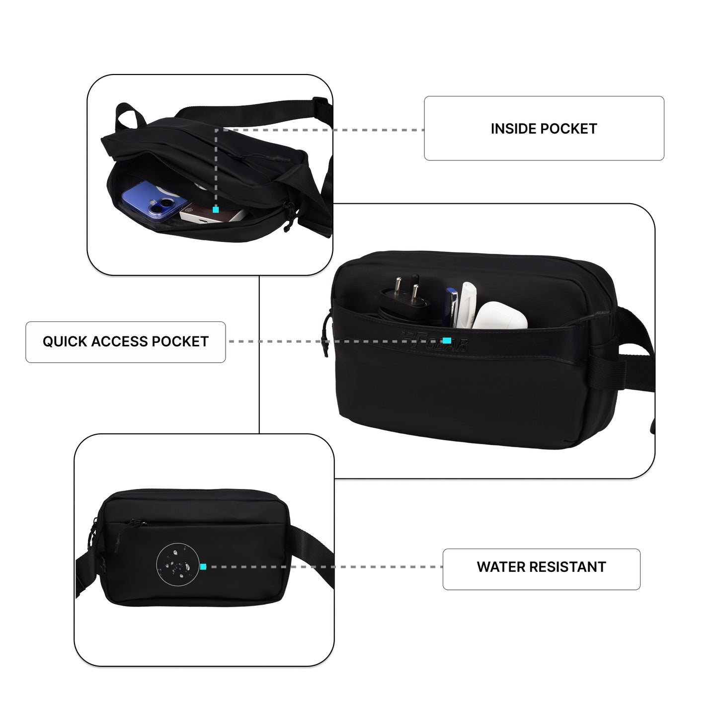 Paris Black Crossbody Bag