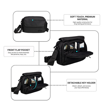 Girona 3L Black Soft Crossbody Sling Bag