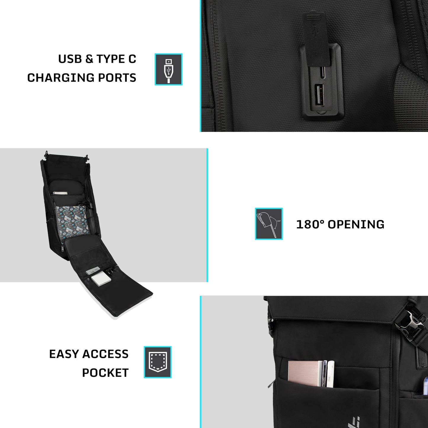 Oslo 21L Black Laptop Backpack