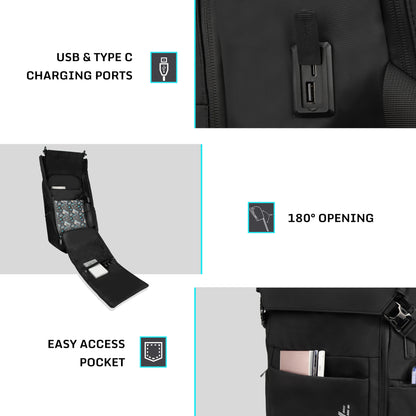 Oslo 21L Black Laptop Backpack