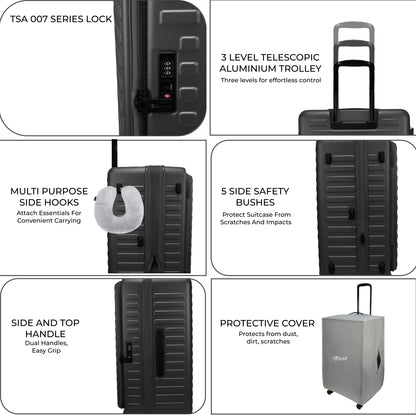 Windsor Steel Grey 76 cms Large Front Opening Trunk-Style Check-in Strolley with Expander