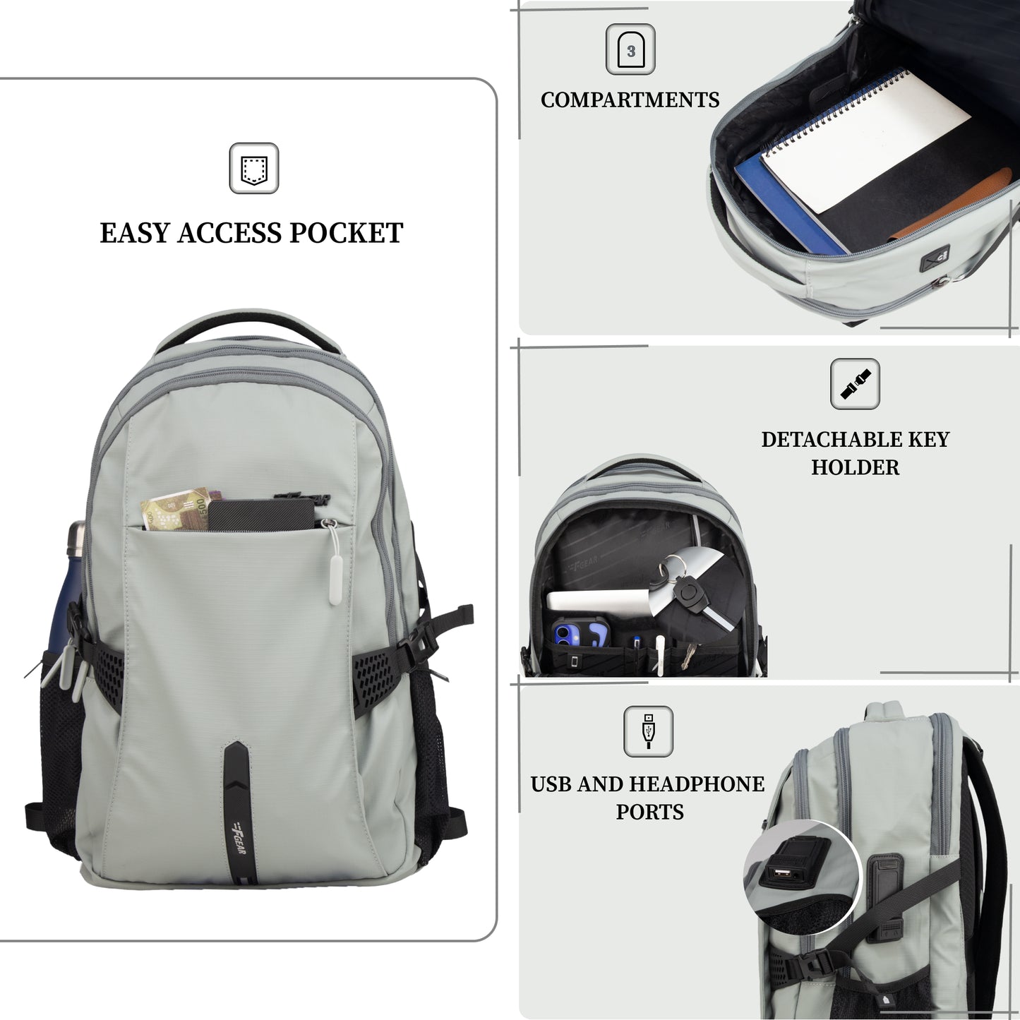 Amalfi 30L Grey Laptop Backpack