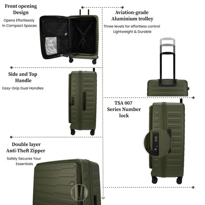 Sedona Medium Army Green 67 cms Front-Opening Strolley