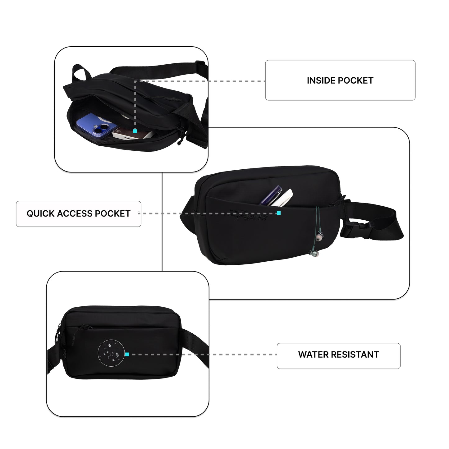 Sterling 3L Black Crossbody Bag