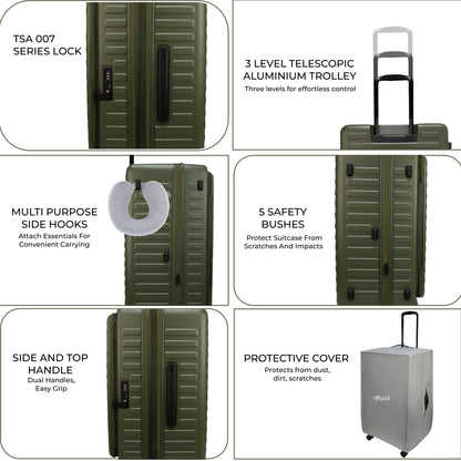 Windsor Army Green 76 cms Large Front Opening Trunk-Style Check-in Strolley with Expander