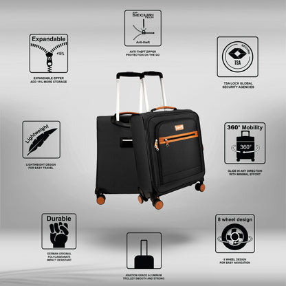 SoftAir Small Black Cabin Suitcase