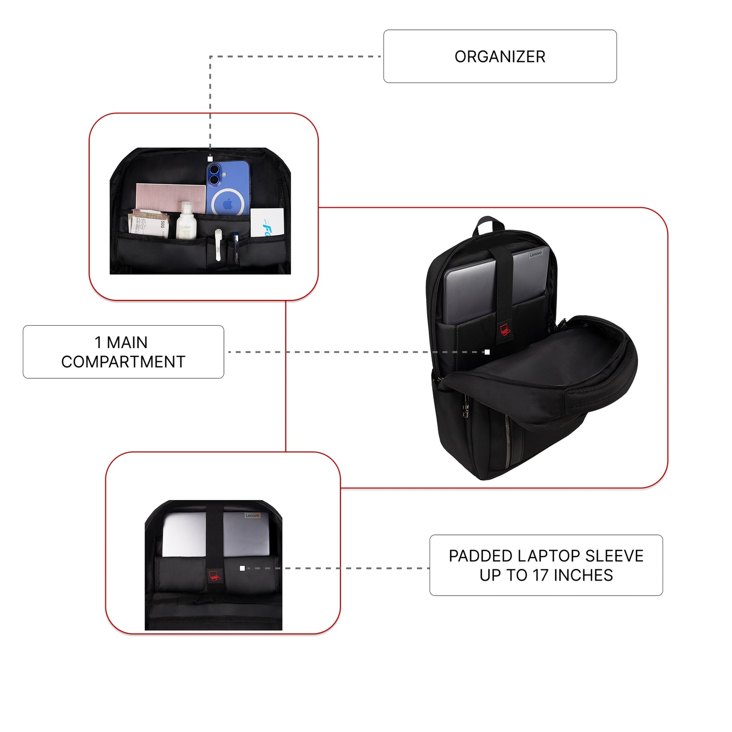 Kenton 19L Black Laptop Backpack