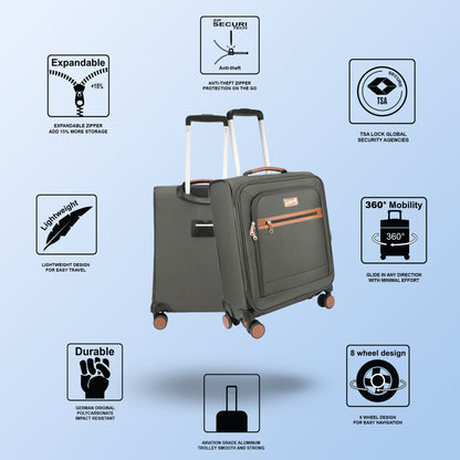 F Gear SoftAir Small Grey Cabin Suitcase