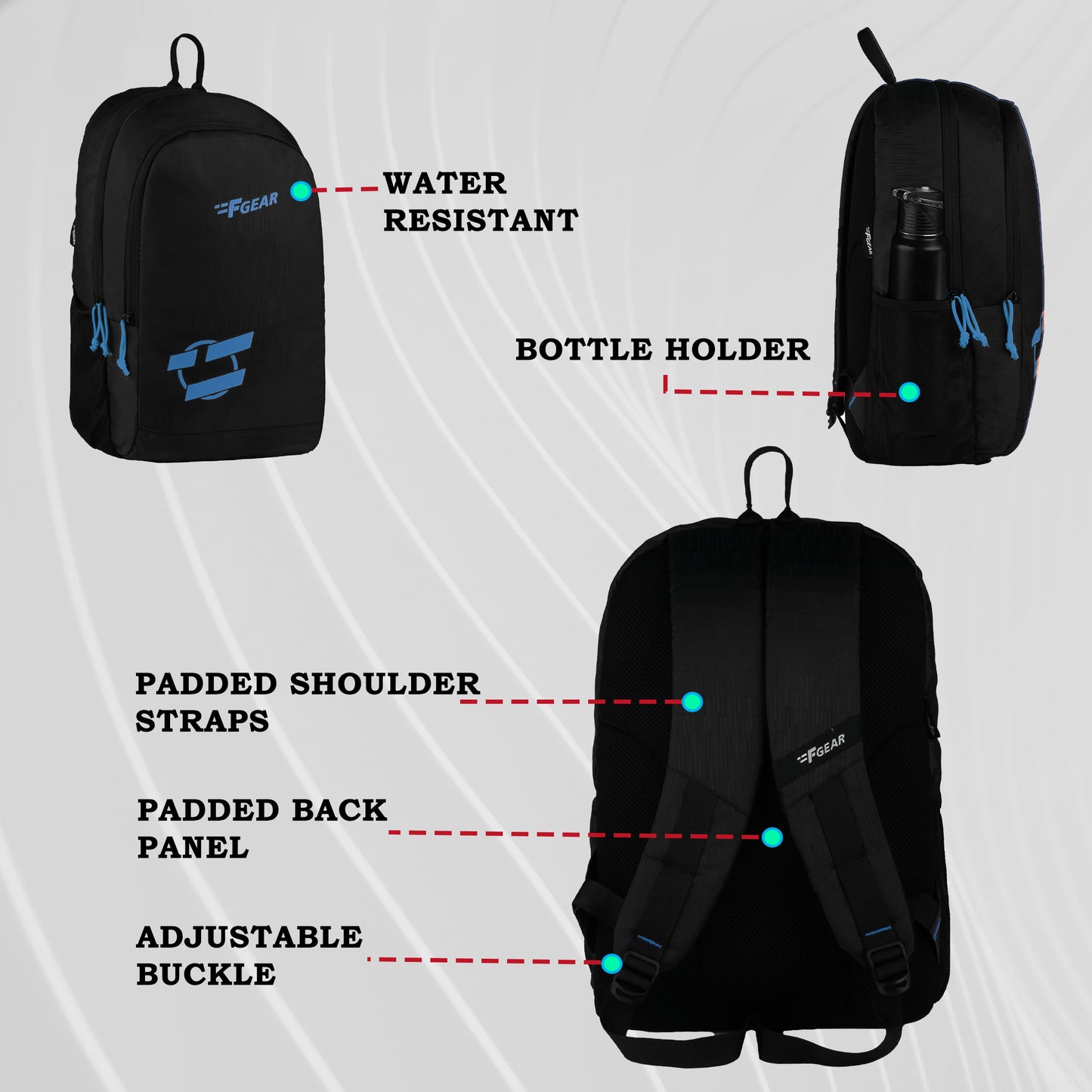 Castle Linen 22L Black Backpack