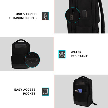 Brussels 21L Black Laptop Backpack