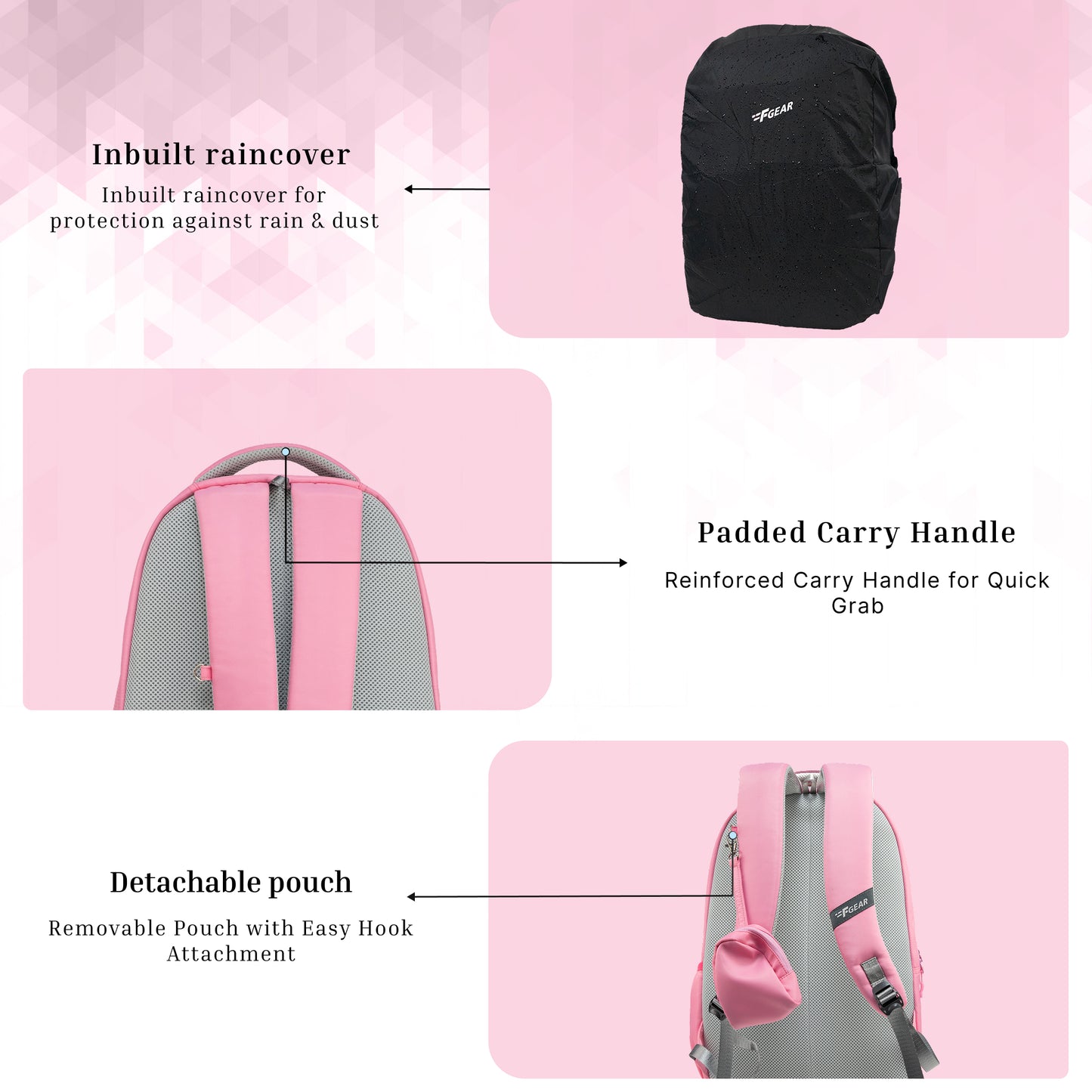 Century Pink 27L Laptop with Raincover