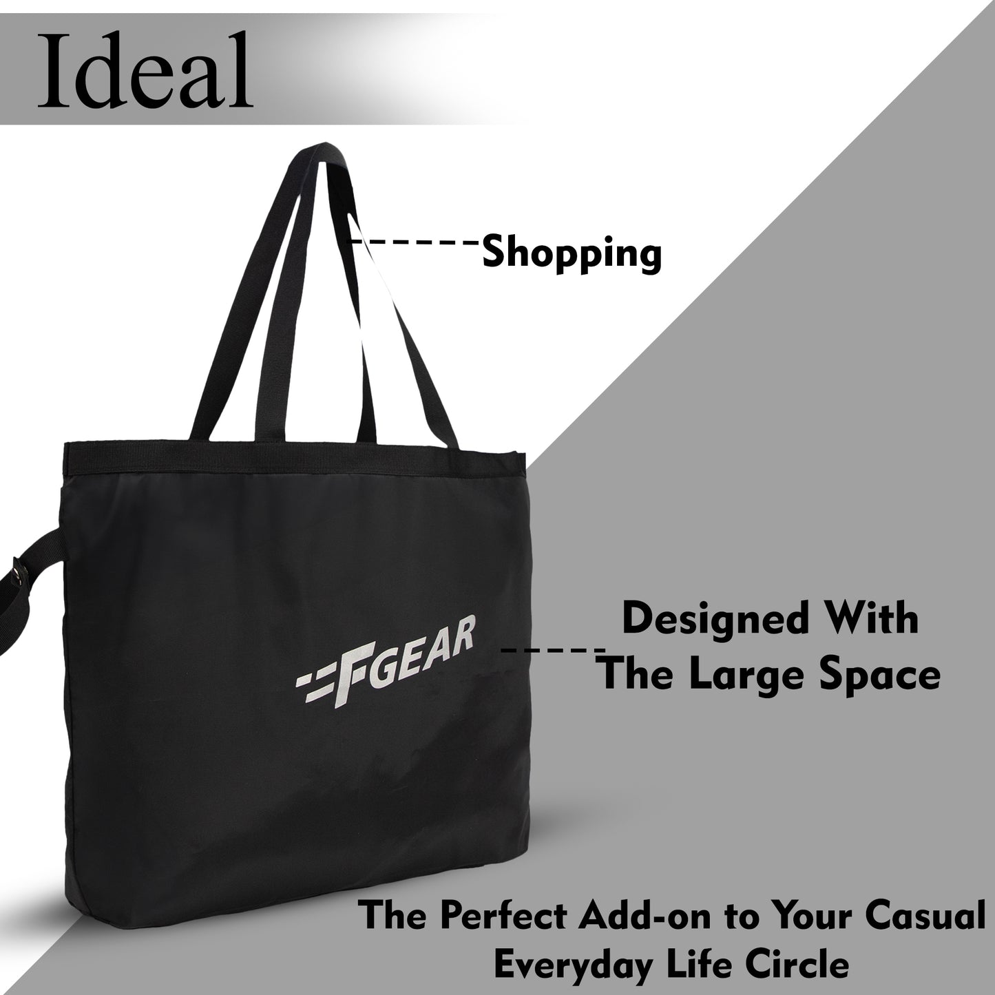 Lila Black 18L Shopping Bag/Shopper Sling Tote Bag For Men Women Adults