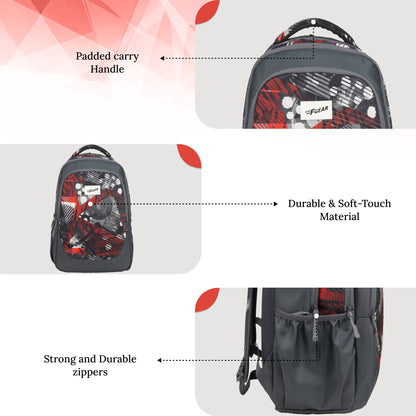 Panya 21L Grey Geometric Black Red Backpack
