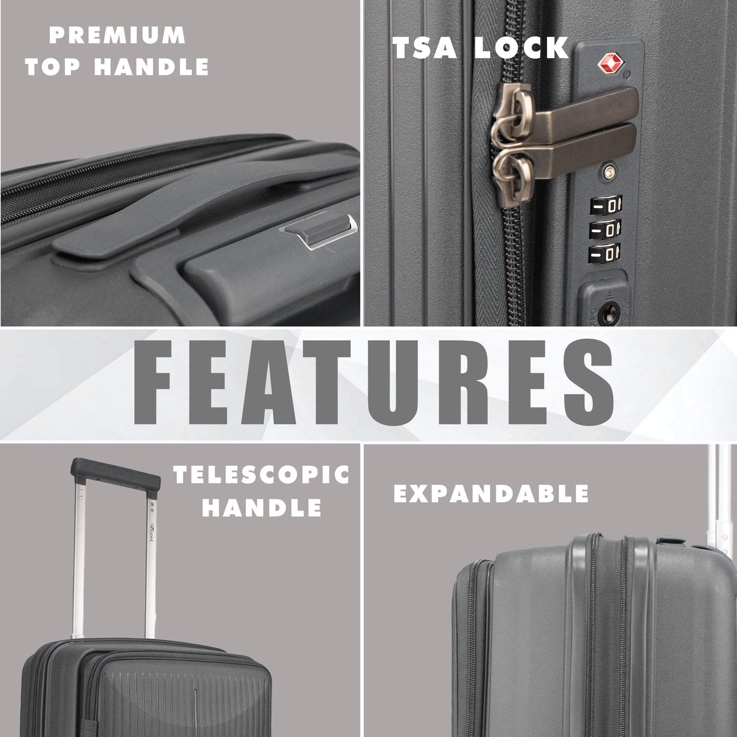 F Gear Myton Small Front Opening Dark Grey Cabin Strolley