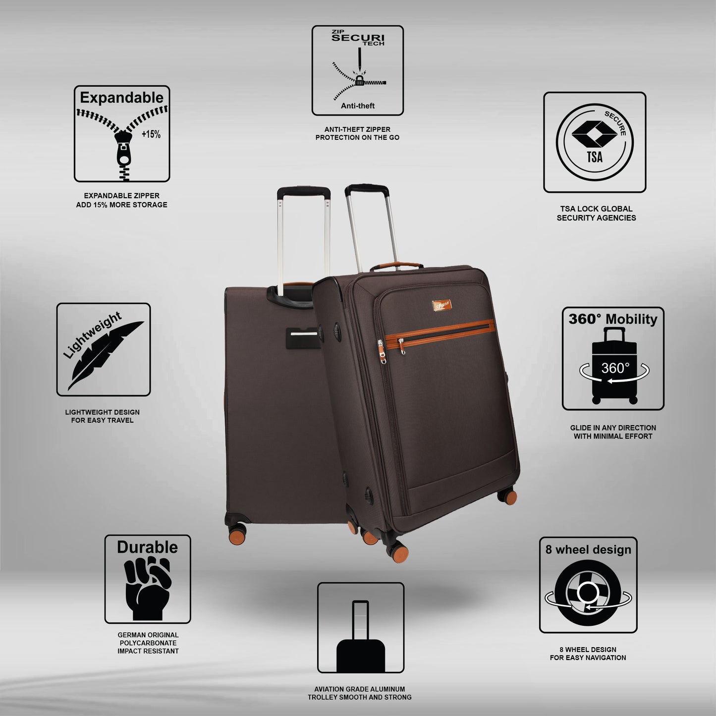 SoftAir Large Grey Check-in Suitcase