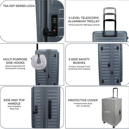 Windsor Stone Blue 76 cms Large Front Opening Trunk-Style Check-in Strolley with Expander