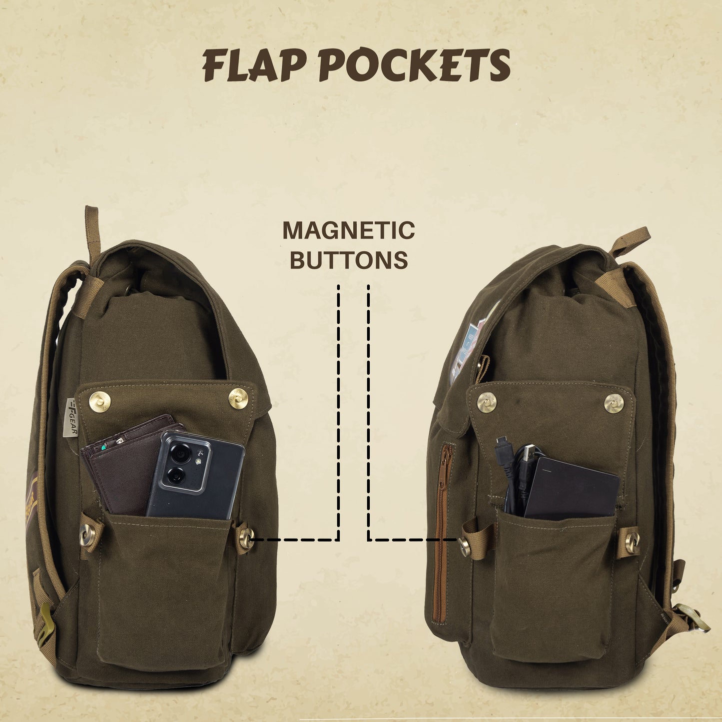 Milestone 20L Olive Canvas Laptop Backpack