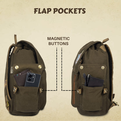 Milestone 20L Olive Canvas Laptop Backpack