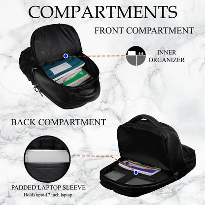 Luxur 25L Black Laptop Backpack