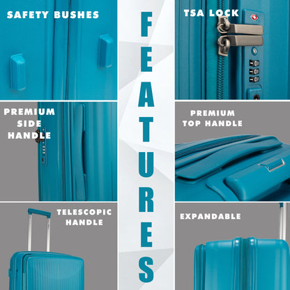 F Gear Myton Medium Front Opening Cyan Blue Check-in Strolley