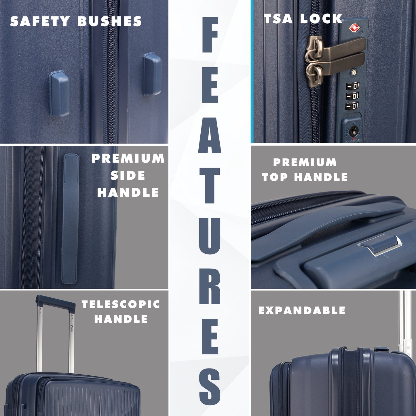 F Gear Myton Medium Front Opening Navy Check-in Strolley