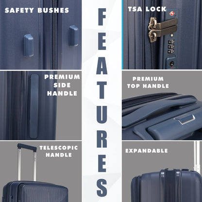 F Gear Myton Medium Front Opening Navy Check-in Strolley