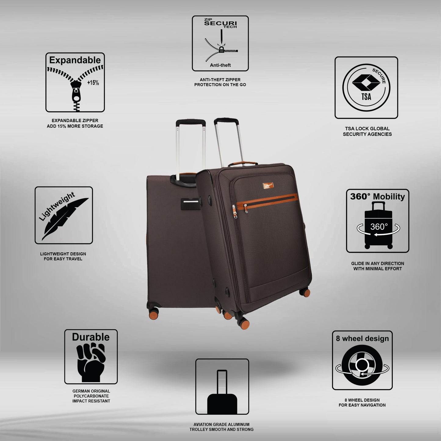 SoftAir Medium Grey Check-in Suitcase