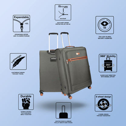 SoftAir Large Grey Check-in Suitcase