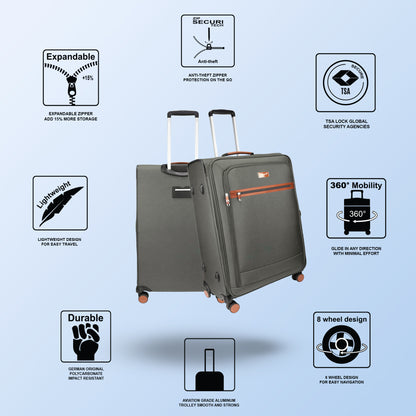 F Gear SoftAir Medium Grey Check-in Suitcase