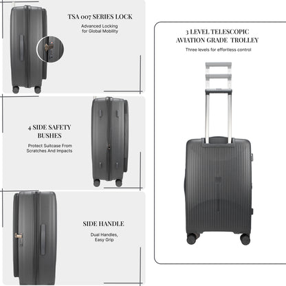 F Gear Myton Medium Front Opening Dark Grey Check-in Strolley