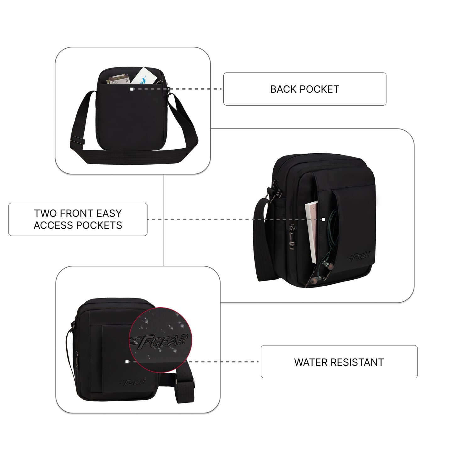 Hamburg 5L Black Crossbody Bag