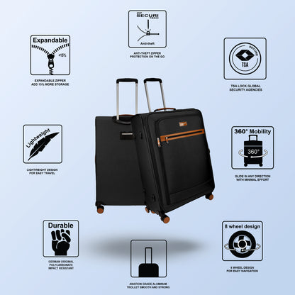SoftAir Medium Black Check-in Suitcase