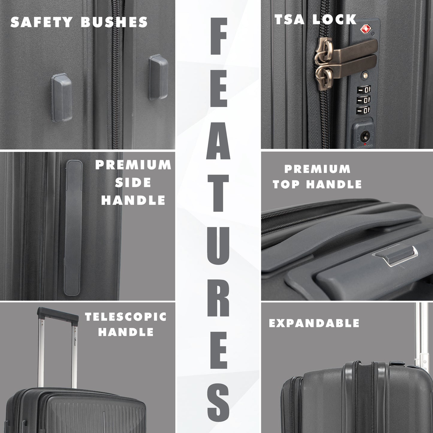 F Gear Myton Medium Front Opening Dark Grey Check-in Strolley