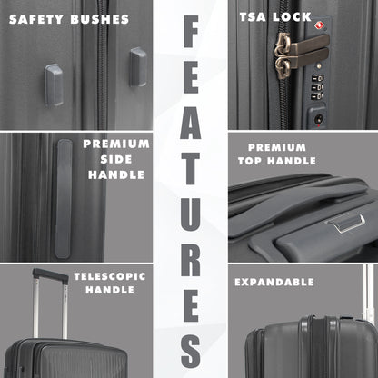 F Gear Myton Medium Front Opening Dark Grey Check-in Strolley