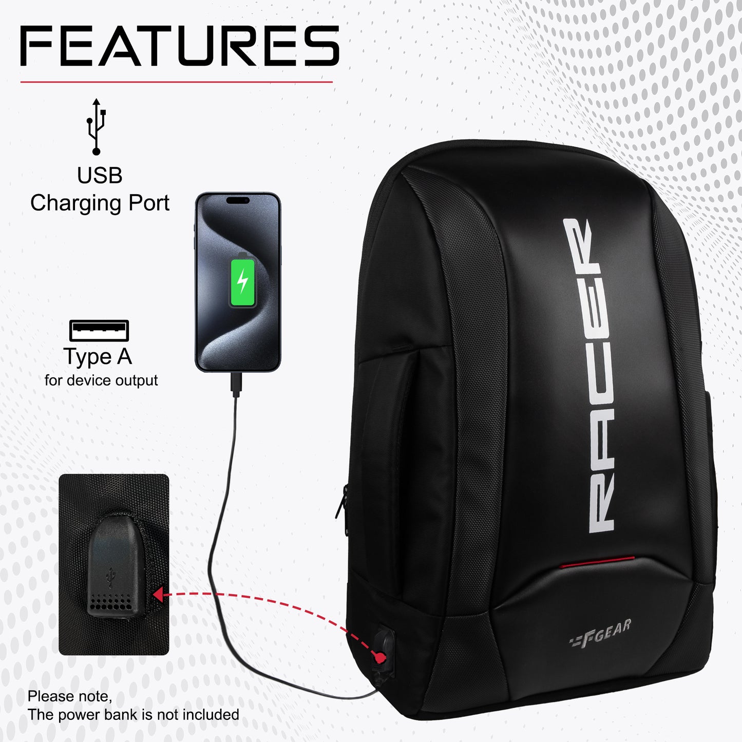 Racer 20L Black Anti theft Laptop Backpack