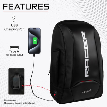 Racer 20L Black Anti theft Laptop Backpack